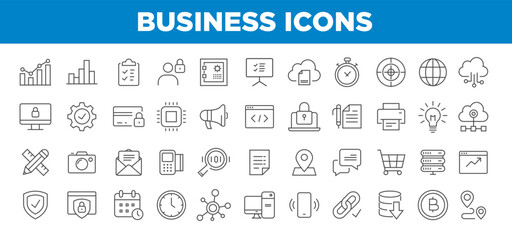 Fototapeta na wymiar Business line UI icons set
