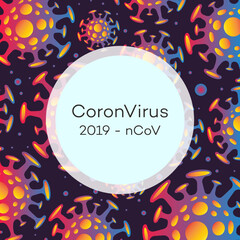 Vector Coronavirus banner. Novel coronavirus 2019-nCoV - global pandemic. Virus background. Bacteria concept. Medical wallpaper. 10 eps
