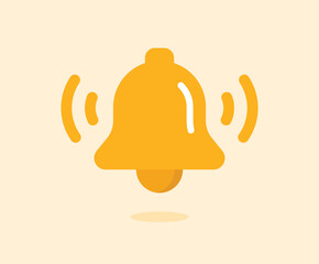 Alarm bell icon. Notification bell symbol in flat design. Vector illustration. 