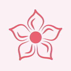 Pink flower icon design. Spring floral vector illustration.
