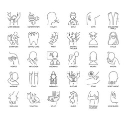 Set of Illness thin line icons for any web and app project. - obrazy, fototapety, plakaty