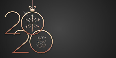 2020 Happy New Year celebration banner 3d gold style for layout design, calendar, holiday cover, flyer, brochure, party poster, greeting card, invitation. Luxury festive background. vector 10 eps