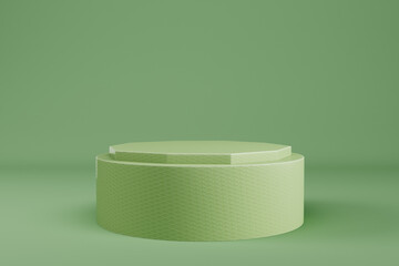 Abstract minimal background. Light green cylindrical pedestal for product display