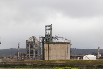 Fototapeta na wymiar Industrial Oil Refinery Complex Structures And Tanks, South Africa