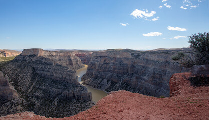 Bighorn River seen from Devils Canyon overlook in the Bighorn Canyon National Recreation Area on...