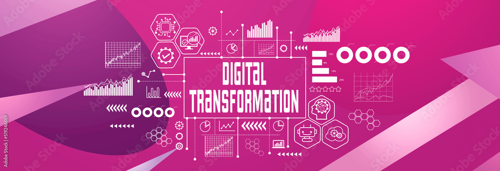 Aufkleber digital transformation and technological revolution concept on a geometric pattern background