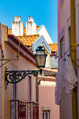 Barrio Alto in Lisbon - narrow street of the district situated in the hill area of Lisbon, Portugal