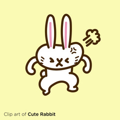 ウサギのキャラクターイラストシリーズ　「怒る」