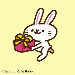 ウサギのキャラクターイラストシリーズ　「プレゼントを届けるウサギ」