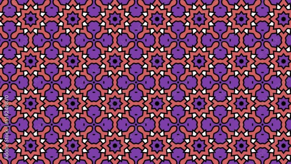 Poster beautiful abstract background animation with colorful seamless tile patterns. panning
