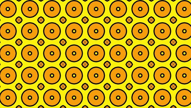 Abstract geometric seamless circles pattern animation scrolling right. Seamless colorful pattern made by circles in shades of brown and yellow