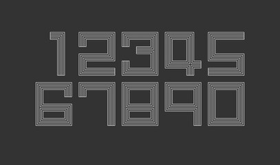 Number set vector font, modern design.