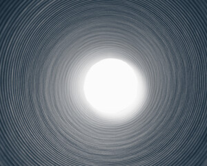 inside of corrugated pipe with light at the end