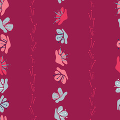 Floral stripes vector seamless pattern