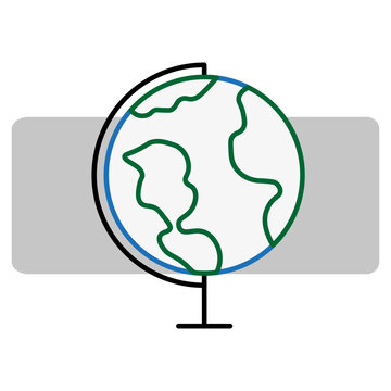 School cartoon globe in cartoon style. Vector illustration. stock image.