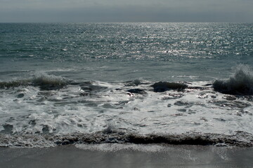 Waves breaking on Los Frailes Beach in Machalilla National Park, near Puerto Lopez, Ecuador