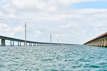 Obraz premium Old 7 Mile Bridge near Marathon in Monroe County, Florida, United States. 