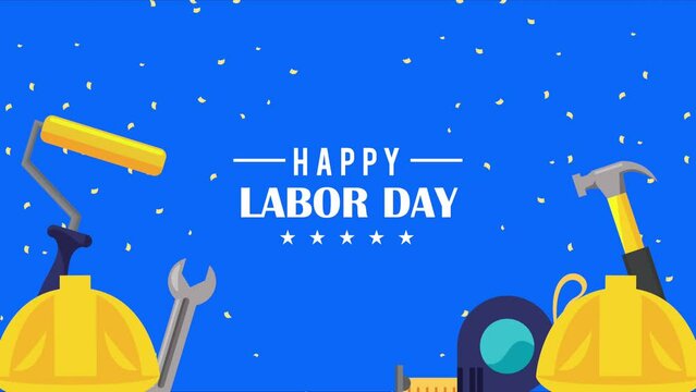 happy labor day lettering with tools