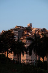 houses against the setting sun 