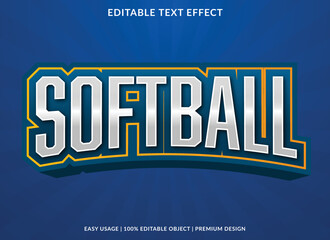 softball editable text effect template with abstract background use for business logo and brand - obrazy, fototapety, plakaty