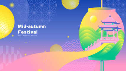 Creative poster of mid autumn festival lanterns