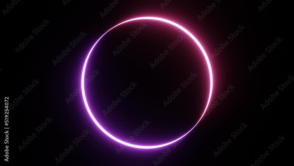 Poster seamless looping round circle picture frame with two tone neon color shade motion graphic on isolate