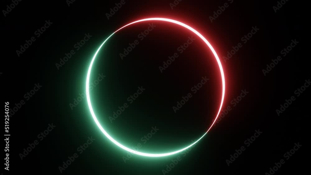 Poster seamless looping round circle picture frame with two-tone neon color shade motion graphic on isolate