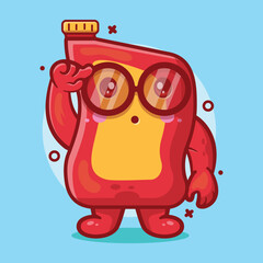 genius lubricant oil bottle character mascot with think expression isolated cartoon in flat style design