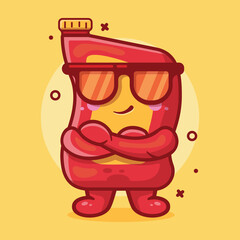 cute lubricant oil bottle character mascot with cool expression isolated cartoon in flat style design