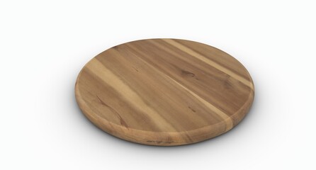Brown Wooden cutting serving board side view on a white background