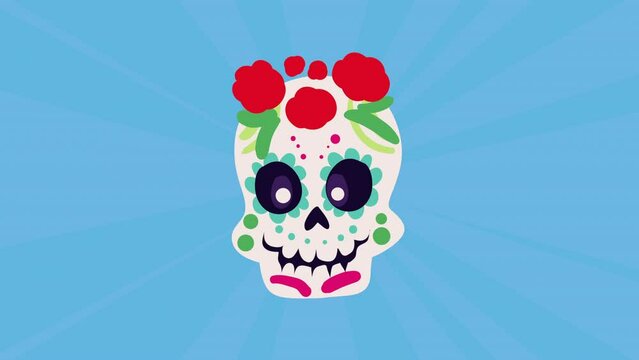 mexican skull head character animation