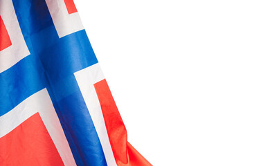 Close-up of the Norway flag on a white background