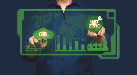 Reduce CO2 emission concept. Net-zero greenhouse gas emissions target in 2050
