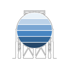 Energy generation and heavy industry. Liquified gas storage tank with loading bar scale