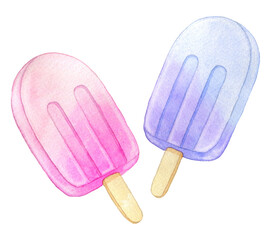 アイスキャンディのイラスト(2本)