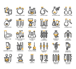 Set of Laboratory Glassware thin line icons for any web and app project.