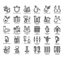 Set of Laboratory Glassware thin line icons for any web and app project.