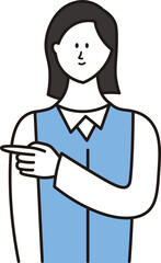 指をさしながら説明をしているアジア人ビジネスウーマンのイラスト素材