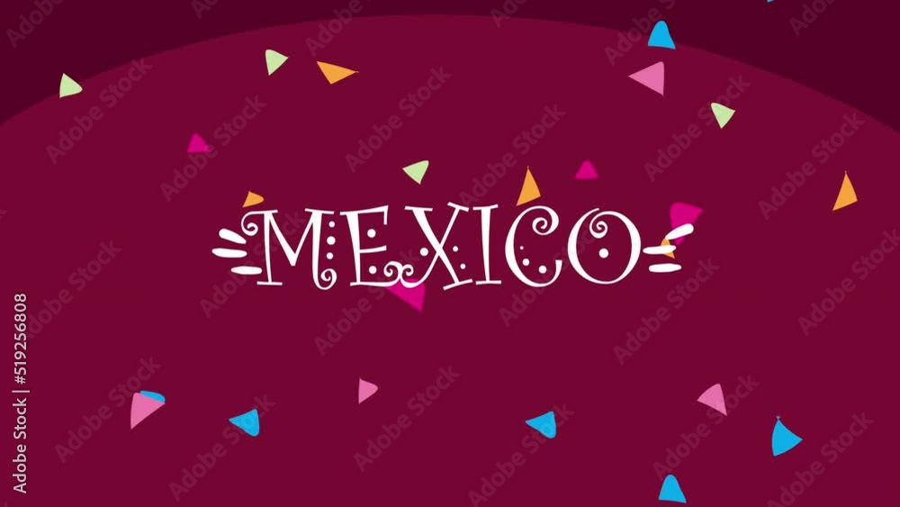 Wall mural mexico lettering with confetti animation