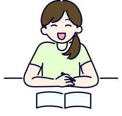 笑顔で授業を受ける女の子のカラーイラスト