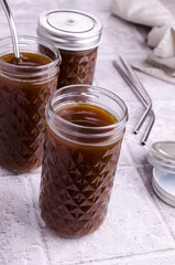 Brown carbonated drink in glass