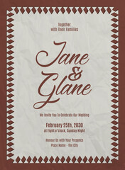 Artistic Frame with Texturize Background Wedding Card