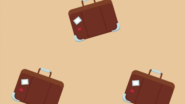 travel vacations animation with suitcases pattern