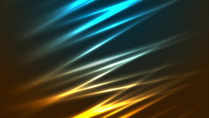 Abstract blue orange smooth glowing neon lines background