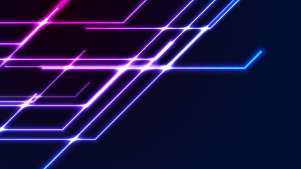 Blue ultraviolet neon geometric lines abstract tech background