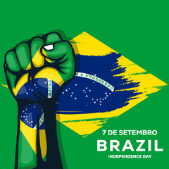 7 de setembro Brazil independence day illustration with hand