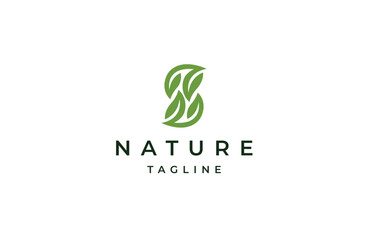 Letter S Leaf nature logo icon design template flat vector illustration
