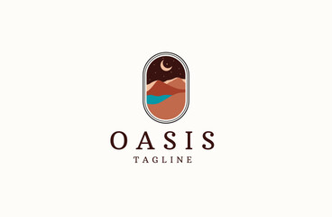 Oasis desert logo icon  design template flat vector illustration