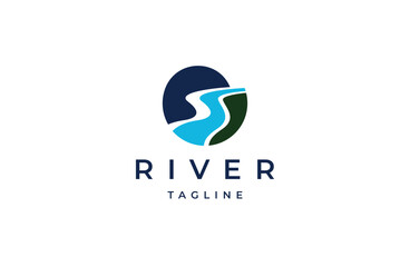 River logo icon design template flat vector illustration