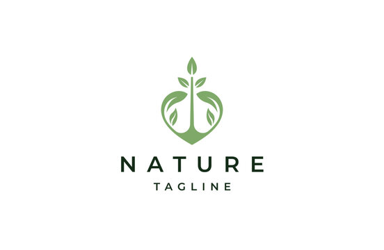 Love plant nature logo icon design template flat vector illustration